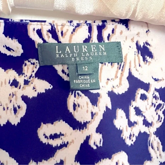 EUC/WORN ONCE RALPH LAUREN BLUE FLORAL WORK DRESS - Picture 5 of 8